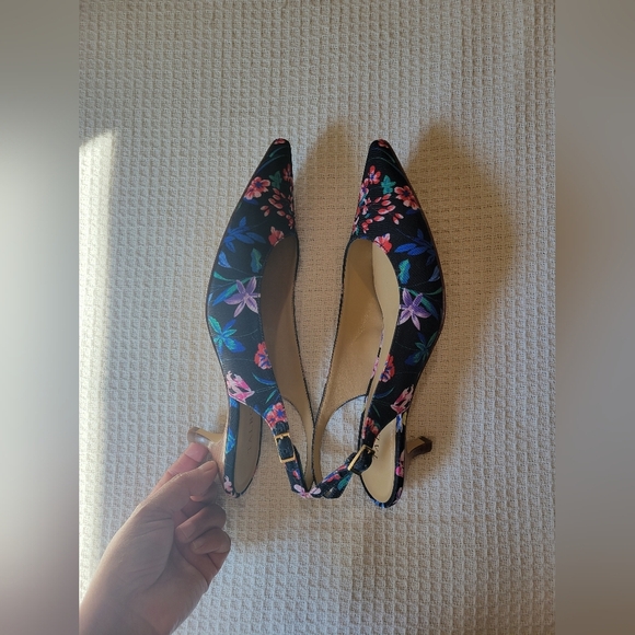 Talbots Women's Floral Slingback Heels - Black - Picture 6 of 11